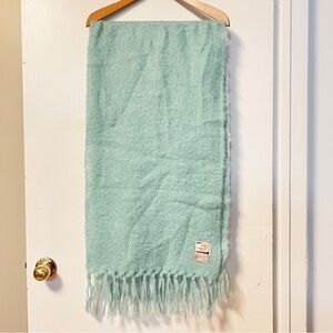 Vintage Scottish Mohair Oversized Scarf Handwoven in Scotland 1950s 1960s Teal